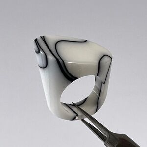 Vintage Lucite Ring Chunky White Black Marble Swirl Statement Unisex Acrylic J